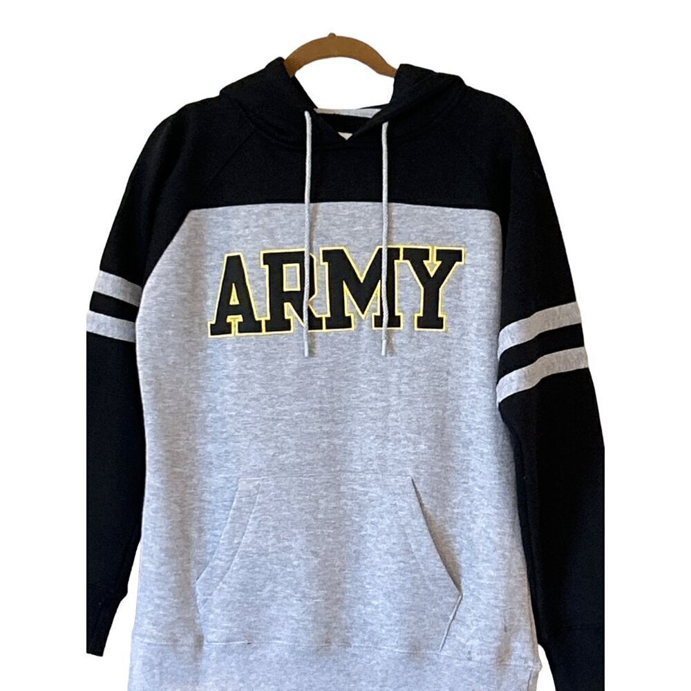 Top of the World Women's Army Logo Hooded Sweatshirt Black Gray Size M NWT